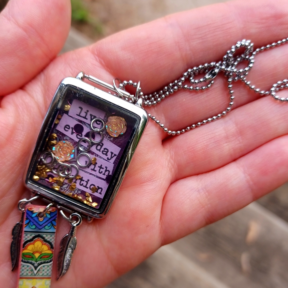 Colorful Inspirational Pendant Necklace - Picture 4 of 4
